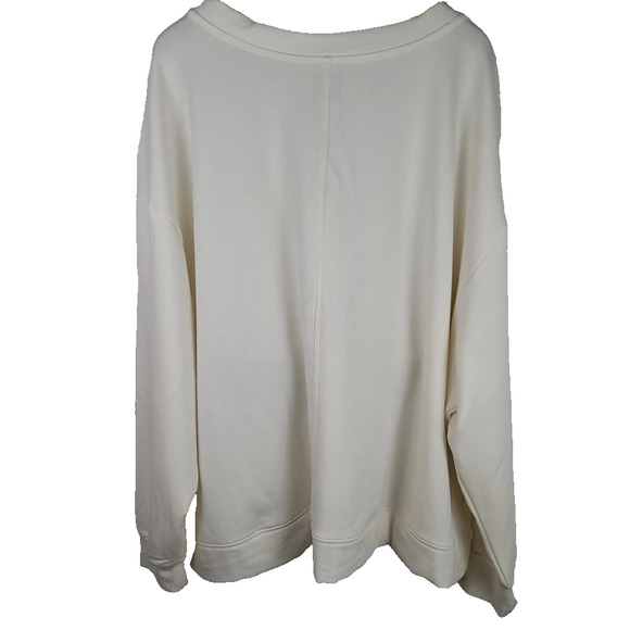NWT Amazon Aware Women Relaxed Fit Fleece Sweatshirt V Neck Cozy Cream XXL - Picture 2 of 6